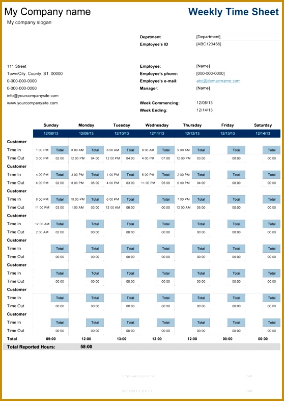 Timesheet for Multiple Jobs 787558