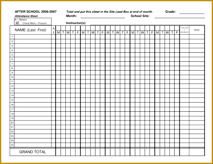 Attendance Sheet Template Monthly Attendance Sheet Template excel Employee Attendance Sheet Template Training 528684