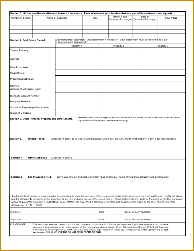 Net Worth Statement Template for Excel 876677