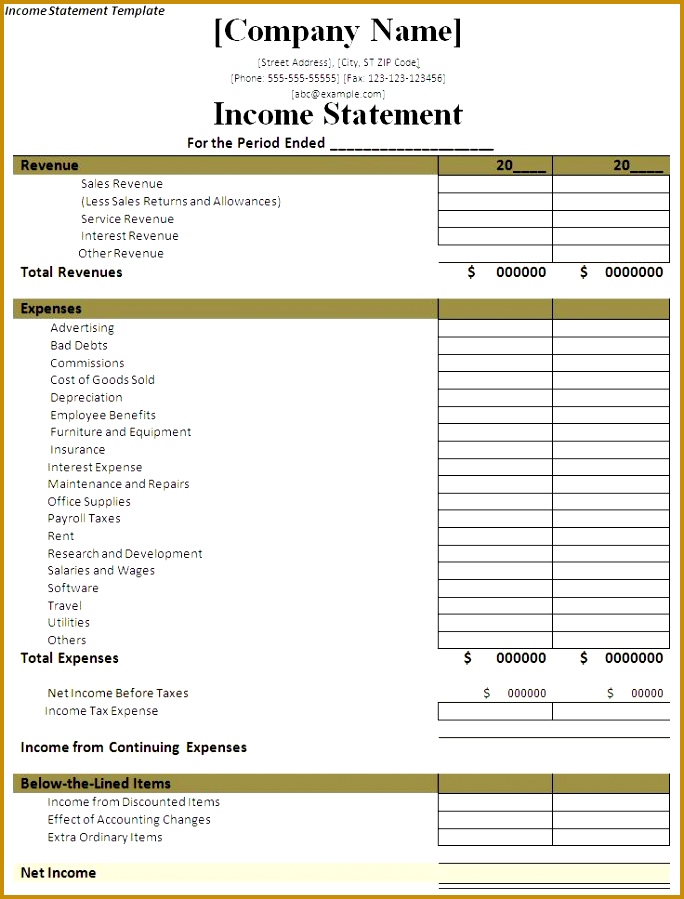 example of profit and loss statement template owgvurzj 899684