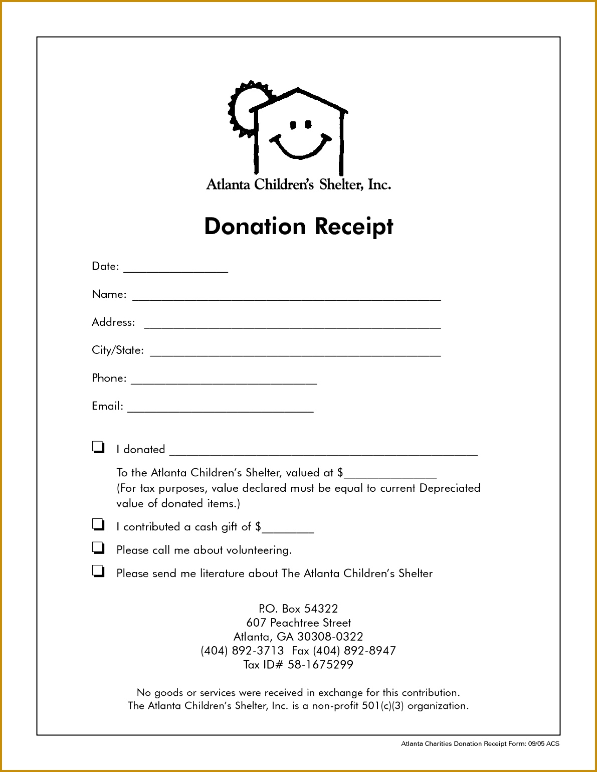 Receipt Template For Donation To Nonprofit