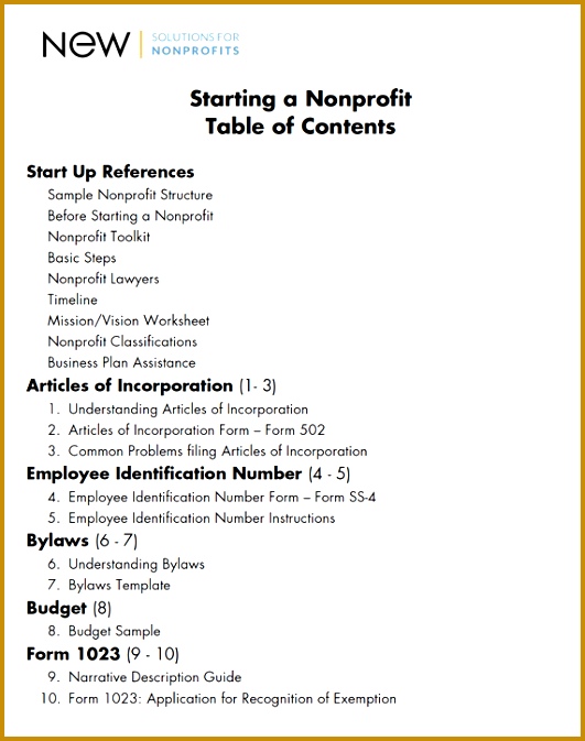 Starting a Nonprofit hhget All state and federal incorporation forms Articles of Incorporation Employee Identification Number and Federal Tax Exemption 673531