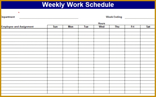 Weekly work schedule Templates Free Download 318511