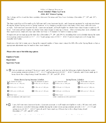 fice Work Schedule Template 418362