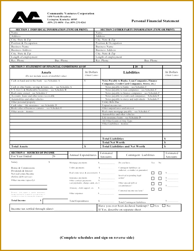 the personal financial statement word format 1 728 cb= 876677