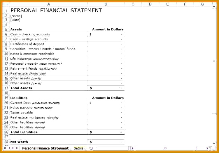 personal financial statement template excel personal financial statement template 4121 523751