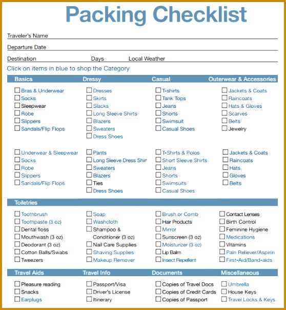 sample travel checklist 604558