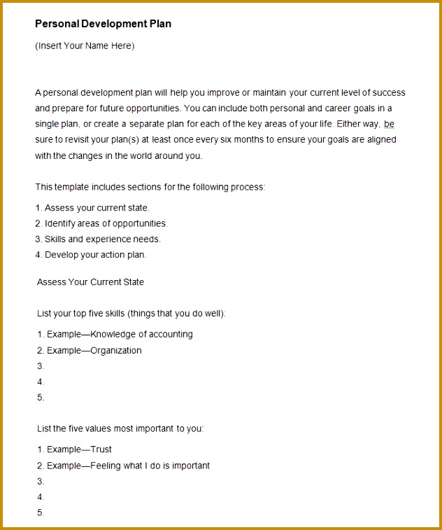 personal development plan example 757632