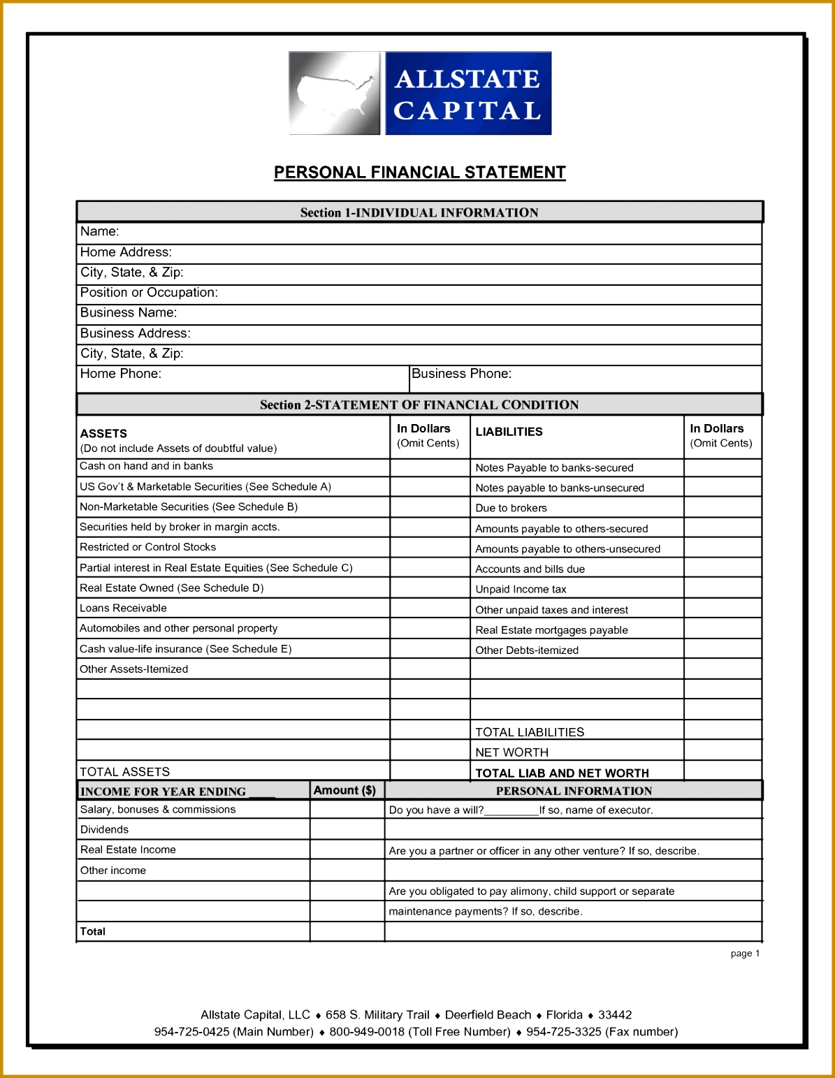 Sample Personal Financial Statement Template and 10 Financial Statement Template Financial Statement form 15431195