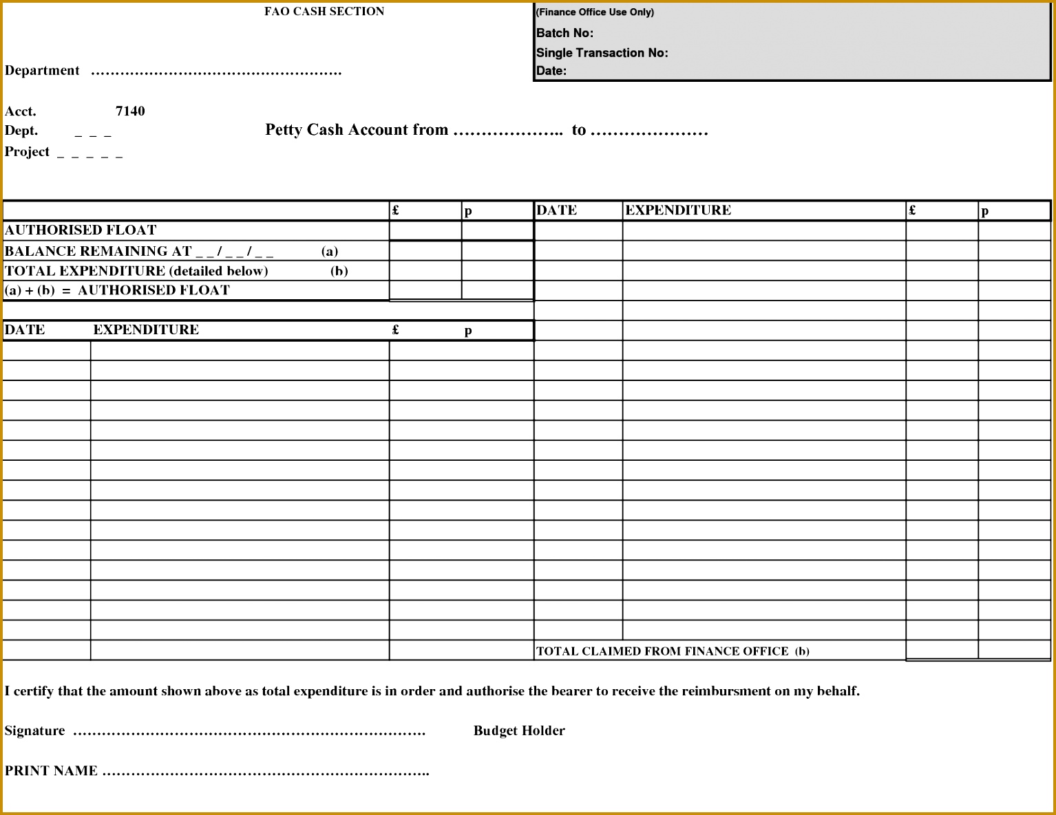 Petty Cash Form Template Excel 11851534