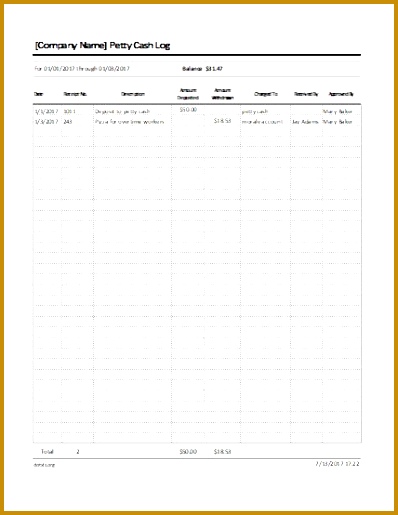 Cash Log Template 515398