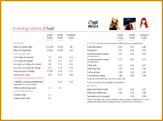 Salon Price Sheet PDF Template Free Download 403544