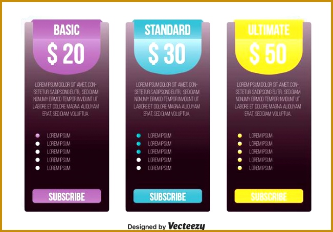 Pricing Table Template Vector 455651