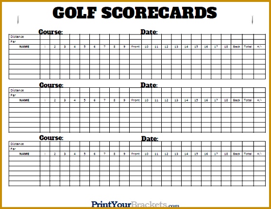 Printable Golf Scorecards 558431