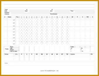 Baseball Scoresheet 261338