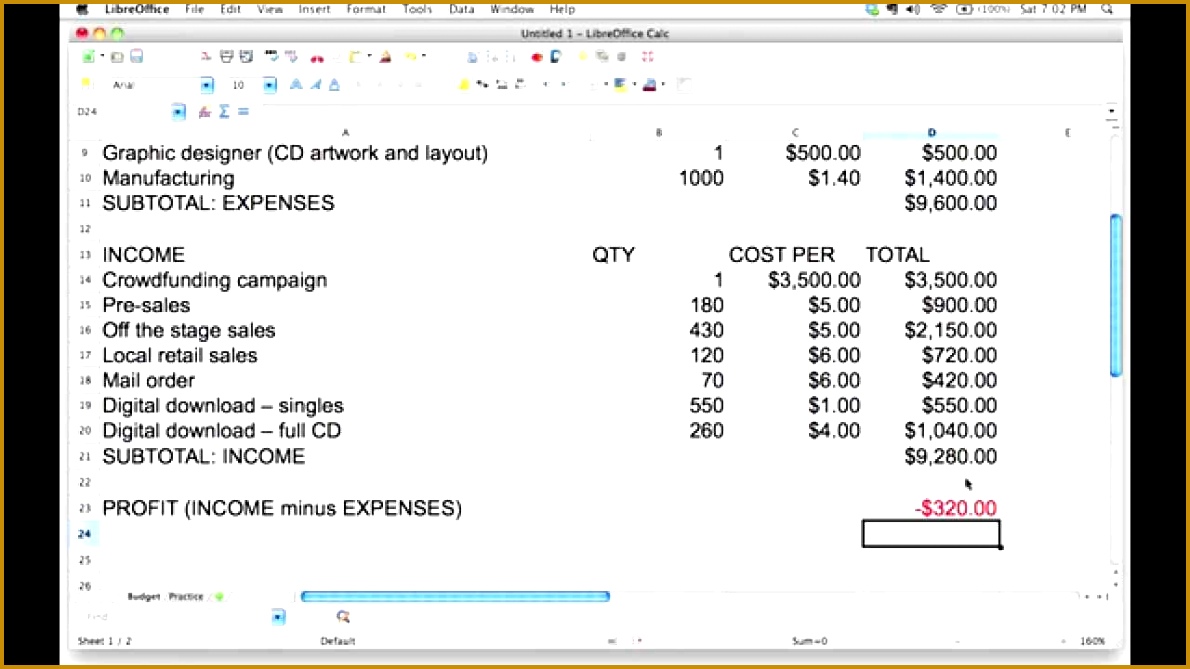 Using spreadsheet formulas to figure out profit or loss in a bud 1190669