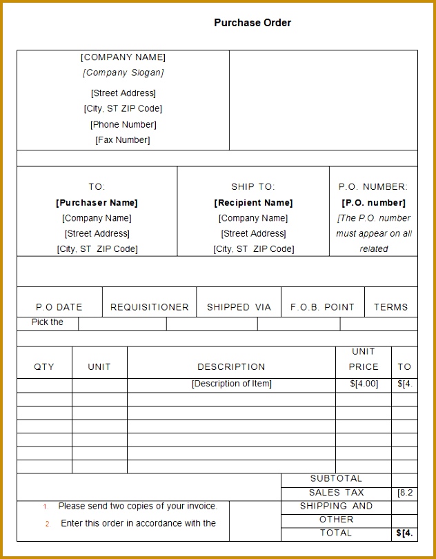purchase order example 810632