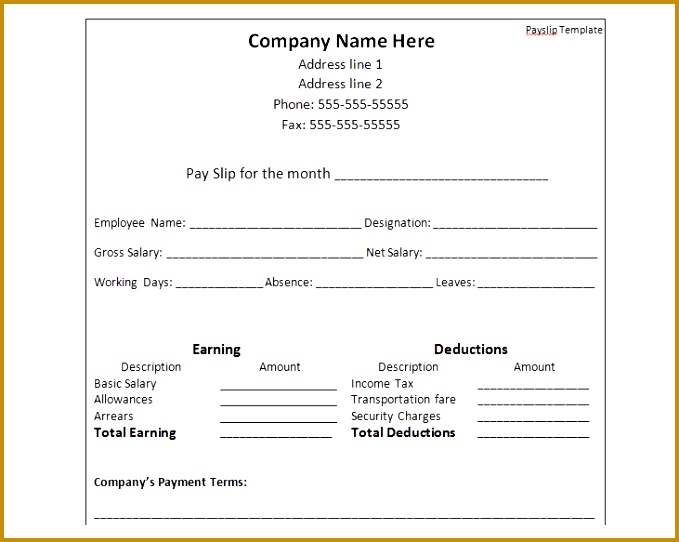 payslip template format word and excel 542679