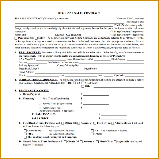 sales contract template 558558