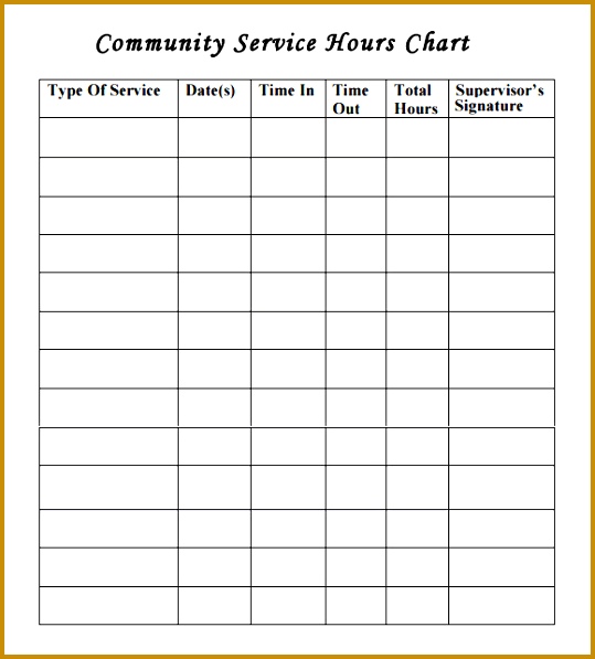 munity Service Hours Log Sheet Template 597539