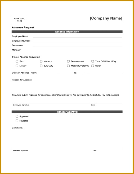 Absence request form 431558