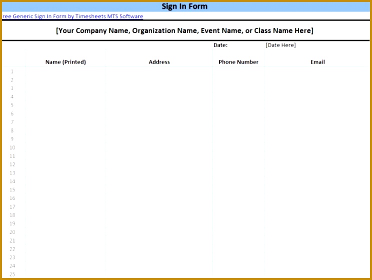 Generic Sign In Sheet 560744