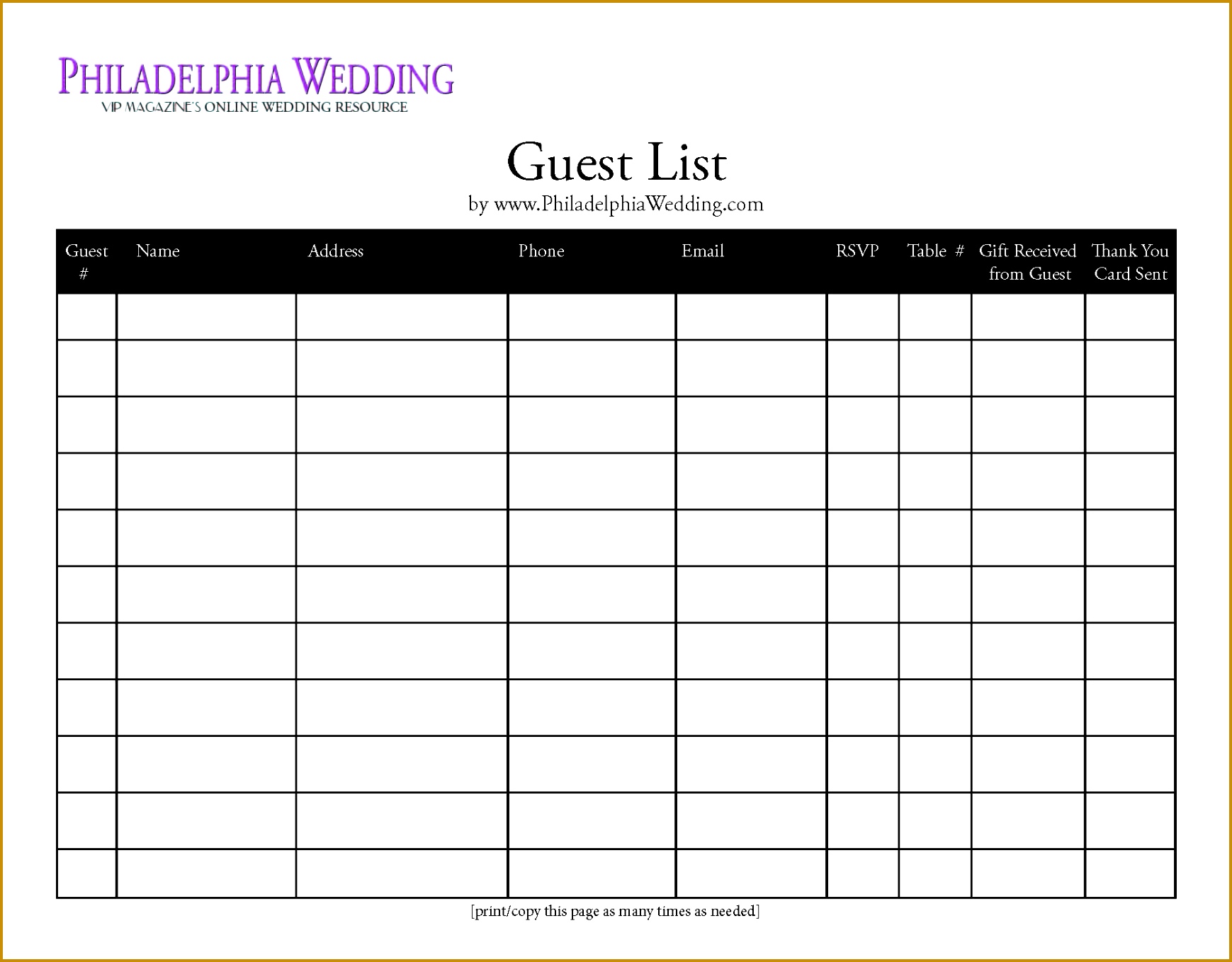 wedding guest list template 13591739