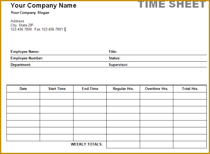 Free Printable Timesheet Templates 525717