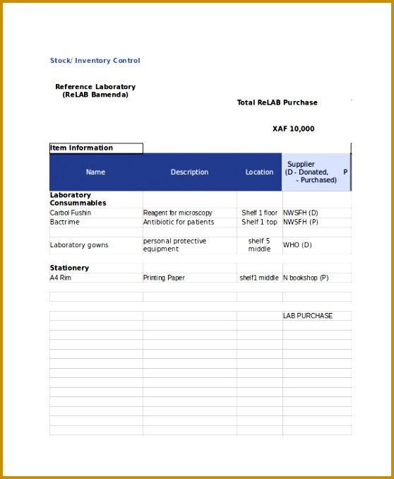 Stock Control List Template 678558
