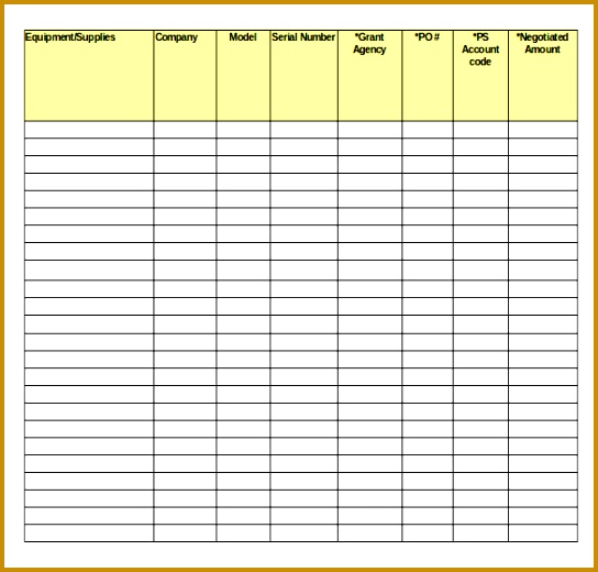 Equipment Inventory Spreadsheet Template Free Download 520544