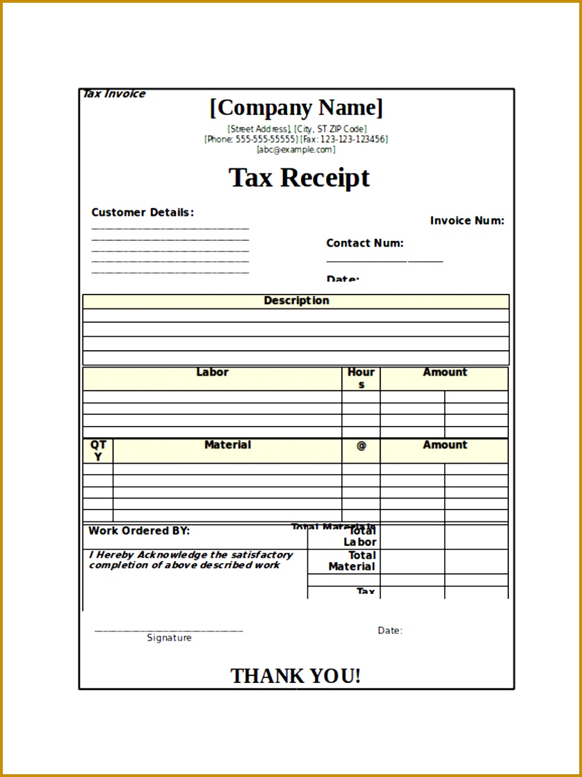 Tax Receipt Sample 1116837