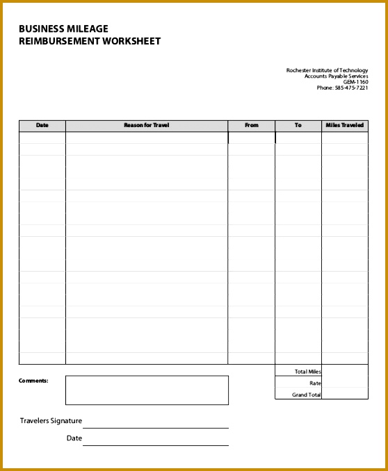 Business Mileage Reimbursement Form 678558
