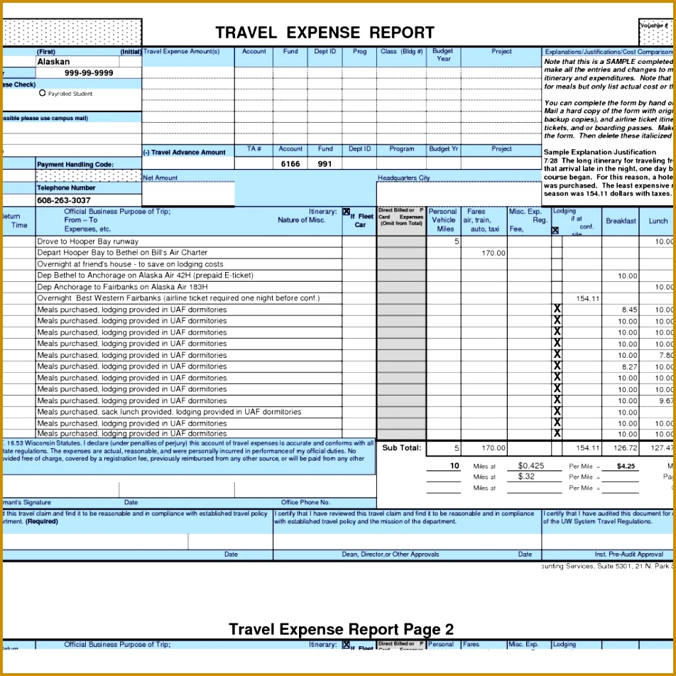 7 Travel Expense Report Template 952952
