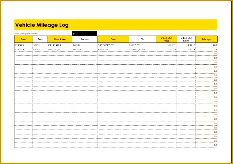 Using the mileage log template is very easy It requires the user to fill in the blank space given in the template and the total mileage is calculated by 535760
