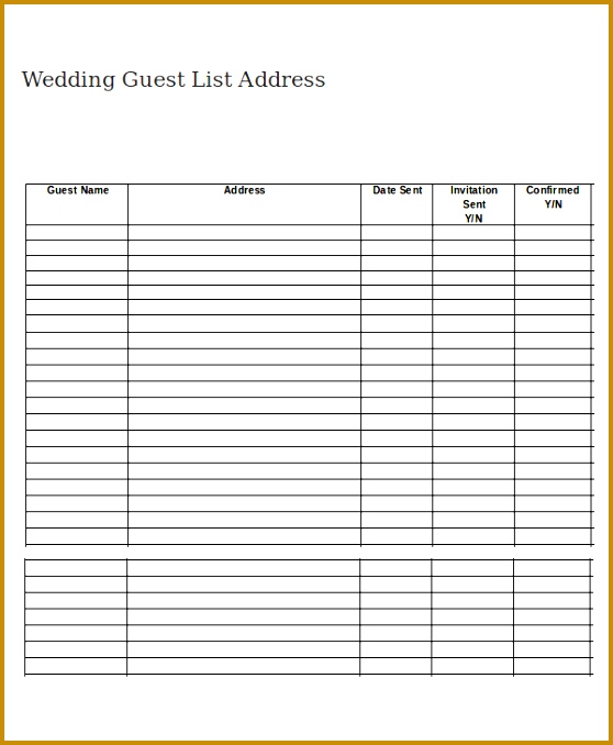 wedding guest list address template excel 678558