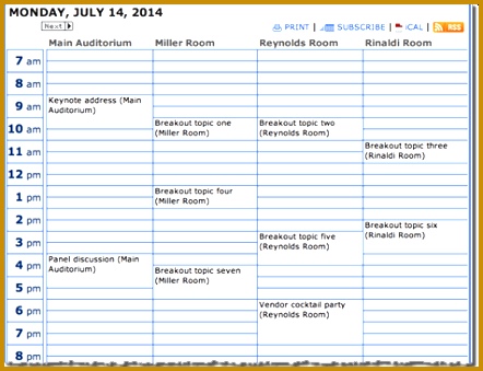 Template Conference Schedule calendar view 339442