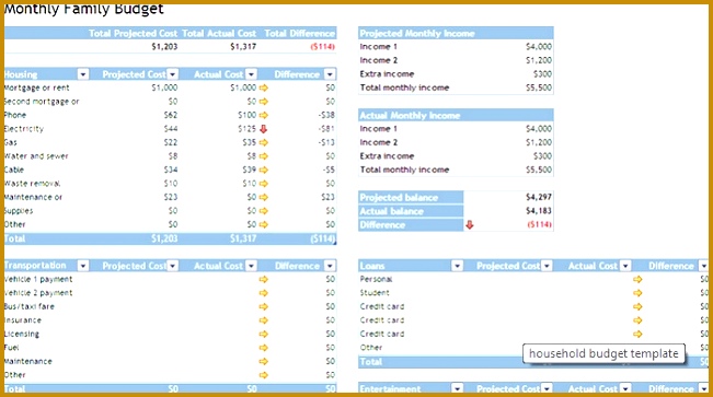 My Excel Templates Household Bud Household Bud 651363