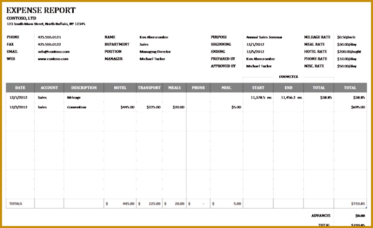 Excel Dashboard Business Expense Reimbursement Form Templates 456744