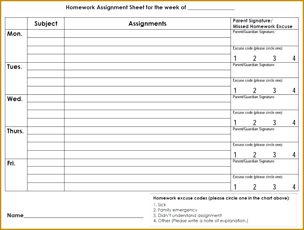 Monthly Homework Calendar Template Printable Editable Blank Template 738977