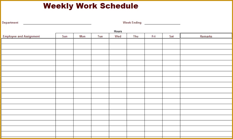 post free printable weekly work schedule templates 986591