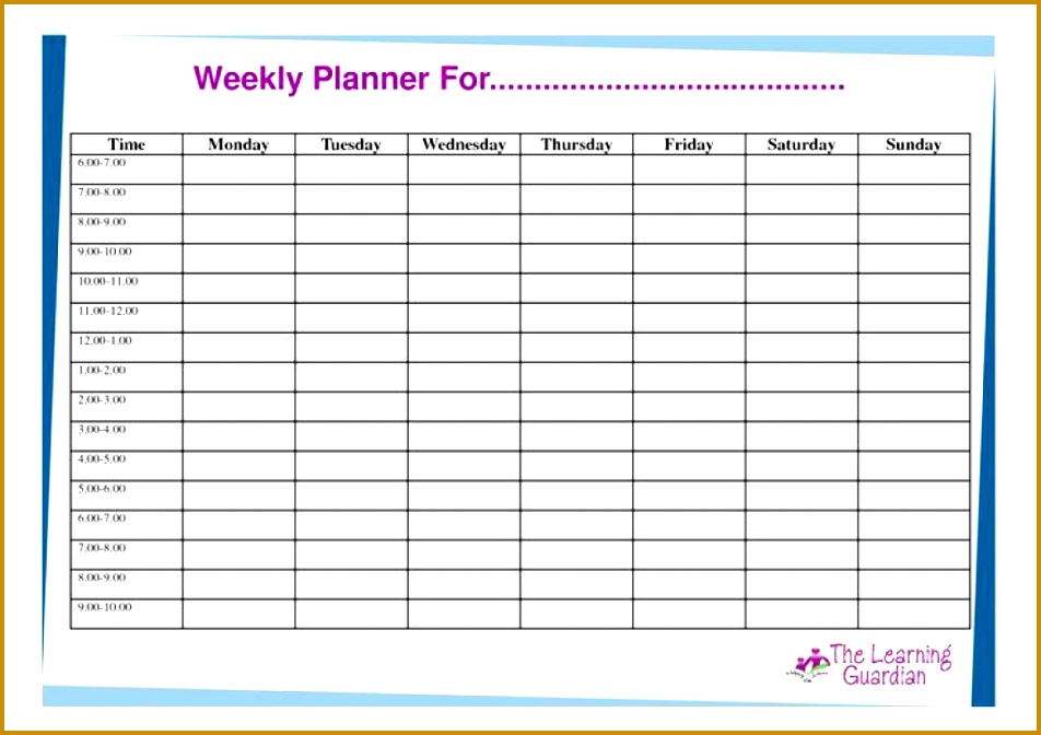 free weekly schedule template example 672952