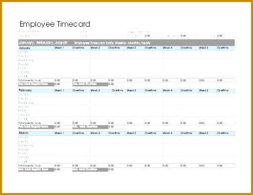 Employee timecard daily weekly monthly and yearly 395511