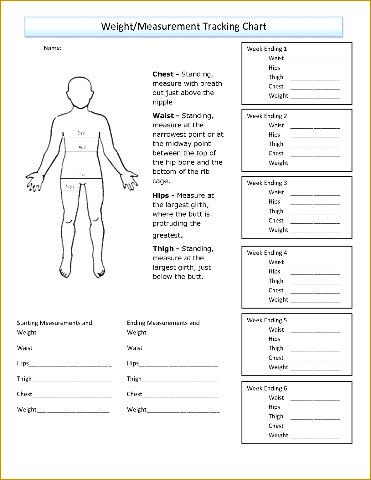 body measurement chart template 15341185
