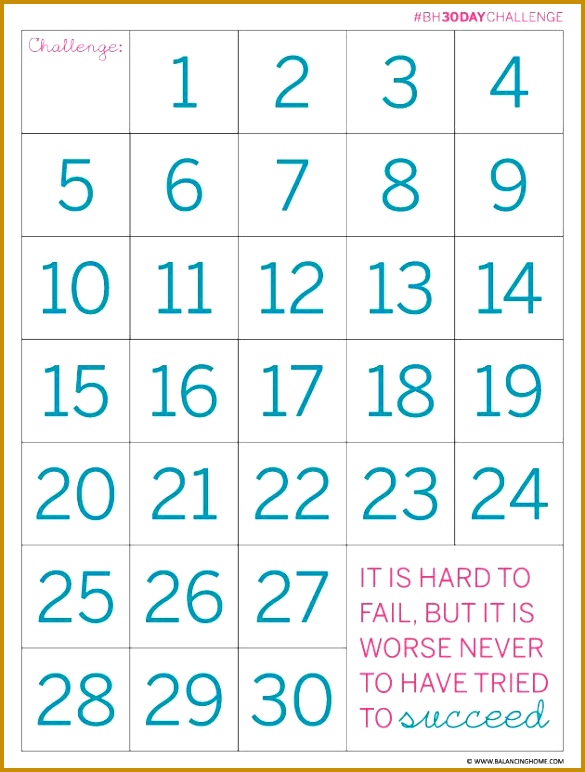 30 day challenge count down printable perfect for exercise weight loss home 772585