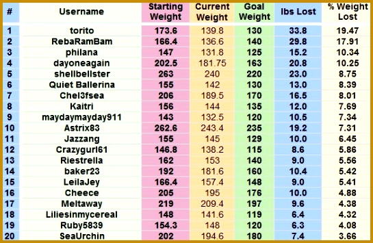 Weight Loss Spreadsheet Template 545355