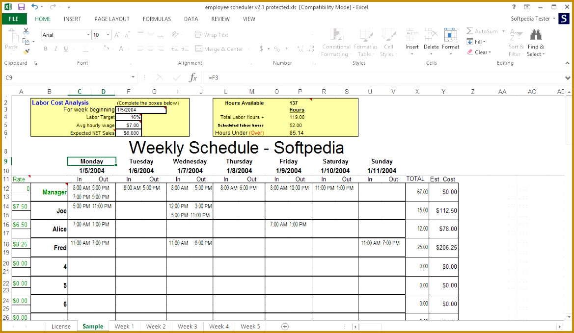 Gallery of Work Schedule Maker Excel 6791169