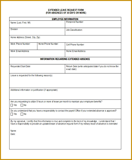 Extended Leave Request Form 678558