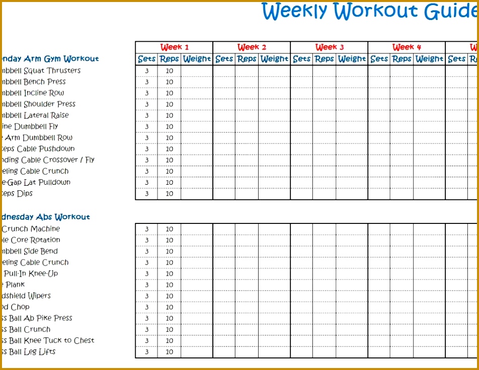 Home · Personal Template · Weekly Workout Program Schedule Template Doc And Excel 952737