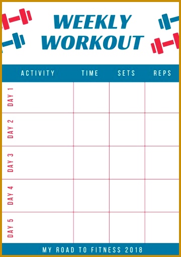 Red and Blue Workout Schedule Planner 511360