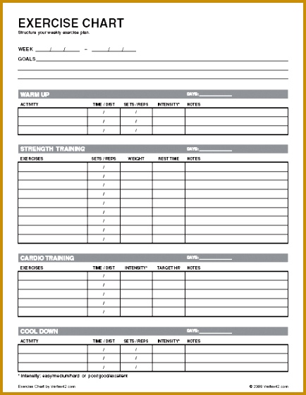 Printable Exercise Chart 434561